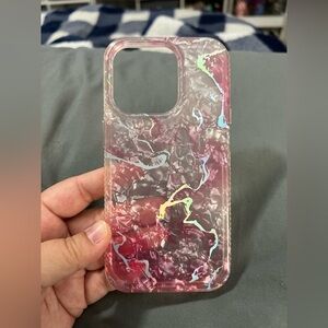 iPhone 14 Pro phone case pink and silver